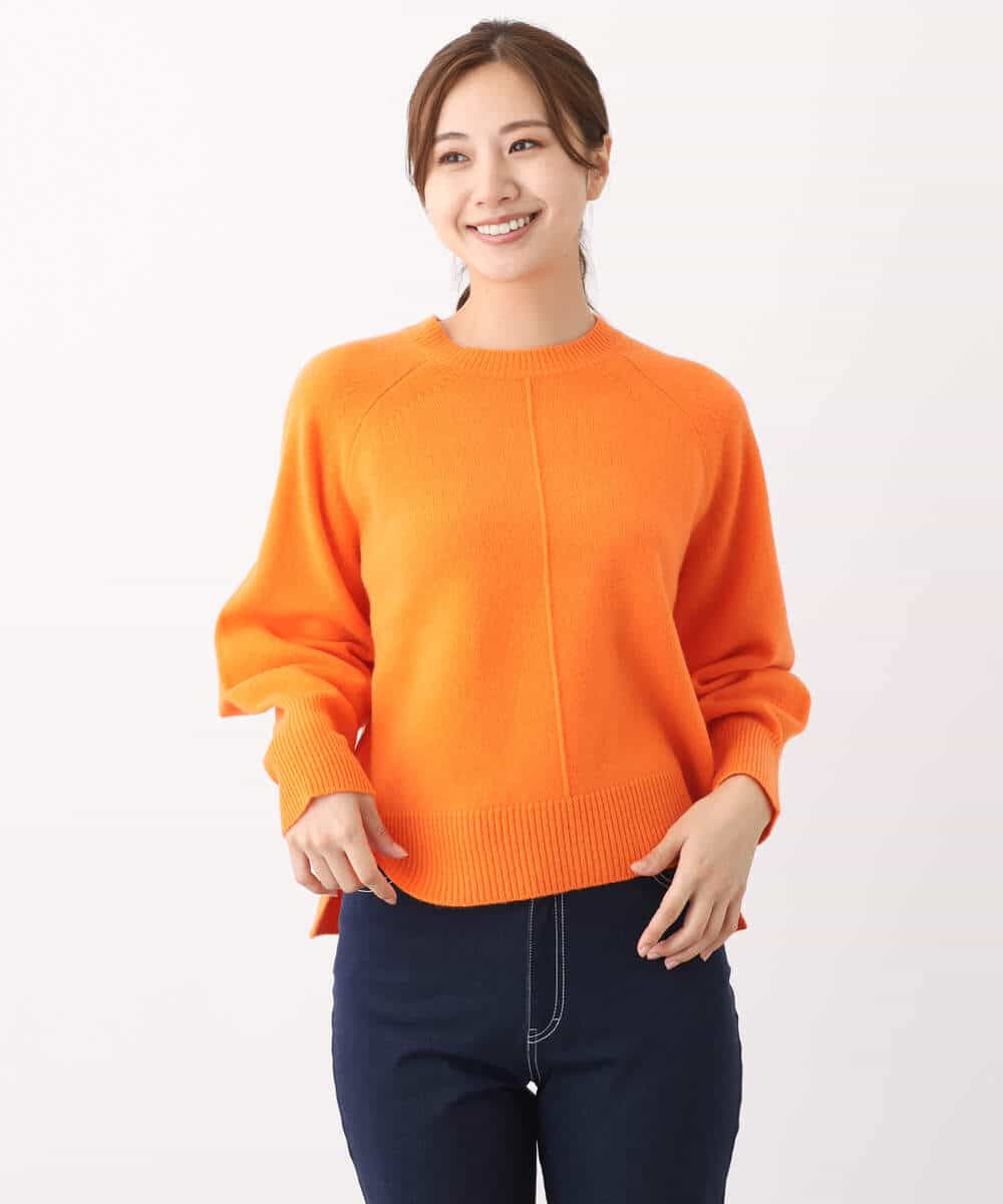 FOFAV08170 MK MICHEL KLEIN(MK ミッシェルクラン) ショート丈ウールニット/洗える イエロー