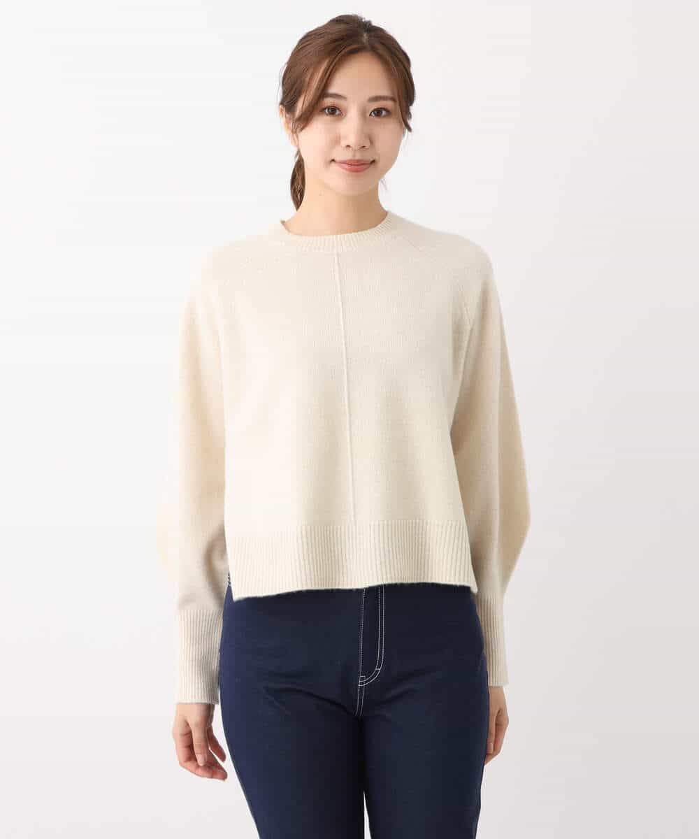 FOFAV08170 MK MICHEL KLEIN(MK ミッシェルクラン) ショート丈ウールニット/洗える イエロー