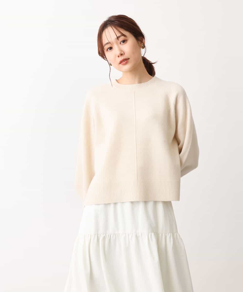 FOFAV08170 MK MICHEL KLEIN(MK ミッシェルクラン) ショート丈ウールニット/洗える ベージュ