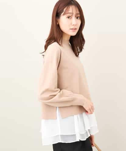 FOFDA60150  ペプラムオーガンジー切替えニット/洗える