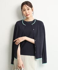 FOFFD20170 MK MICHEL KLEIN(MK ミッシェルクラン) [洗える]配色デザインカラーニットアンサンブル ネイビー