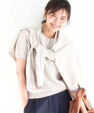 FOFFD20170 MK MICHEL KLEIN(MK ミッシェルクラン) 配色デザインカラーニットアンサンブル/洗える グレージュ