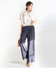 FOFFD20170 MK MICHEL KLEIN(MK ミッシェルクラン) 配色デザインカラーニットアンサンブル/洗える グレージュ