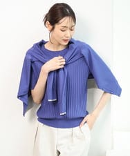 FOFFD20170 MK MICHEL KLEIN(MK ミッシェルクラン) [洗える]配色デザインカラーニットアンサンブル グレージュ
