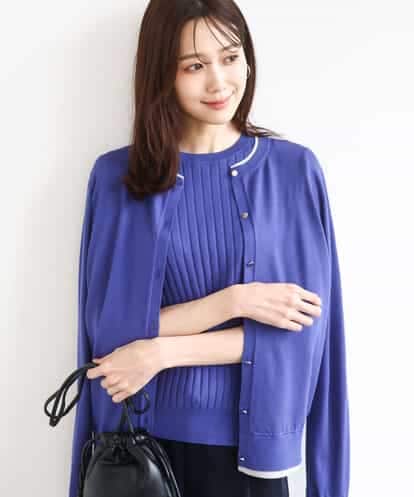 FOFFD20170 MK MICHEL KLEIN 配色デザインカラーニットアンサンブル/洗える