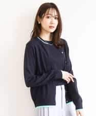 FOFFD20170 MK MICHEL KLEIN(MK ミッシェルクラン) 配色デザインカラーニットアンサンブル/洗える ネイビー