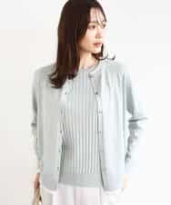 FOFFD20170 MK MICHEL KLEIN(MK ミッシェルクラン) 配色デザインカラーニットアンサンブル/洗える グレージュ