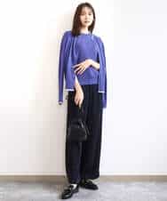 FOFFD20170 MK MICHEL KLEIN(MK ミッシェルクラン) 配色デザインカラーニットアンサンブル/洗える グレージュ