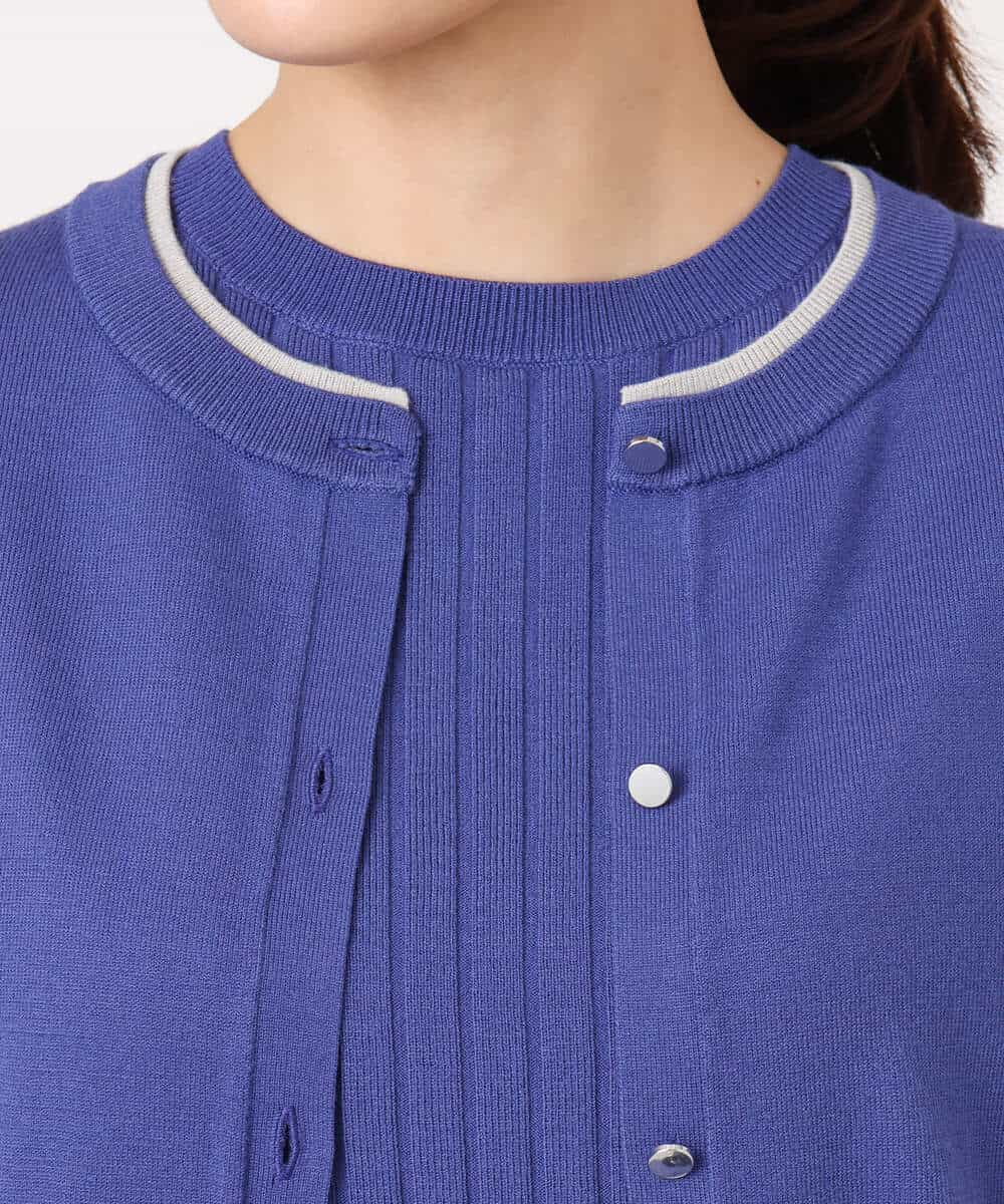 FOFFD20170 MK MICHEL KLEIN(MK ミッシェルクラン) 配色デザインカラーニットアンサンブル/洗える グレージュ