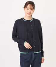 FOFFD20170 MK MICHEL KLEIN(MK ミッシェルクラン) 配色デザインカラーニットアンサンブル/洗える グレージュ