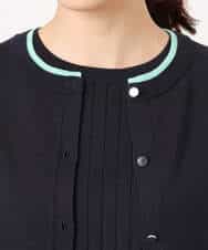 FOFFD20170 MK MICHEL KLEIN(MK ミッシェルクラン) 配色デザインカラーニットアンサンブル/洗える グレージュ