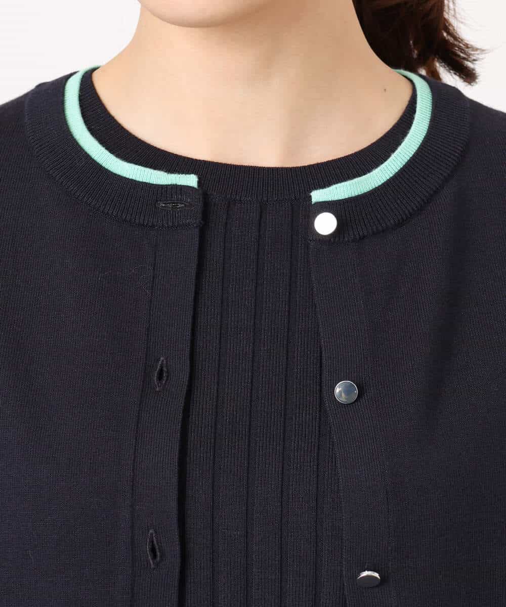 FOFFD20170 MK MICHEL KLEIN(MK ミッシェルクラン) 配色デザインカラーニットアンサンブル/洗える グレージュ