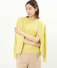 FOFFS02160 MK MICHEL KLEIN(MK ミッシェルクラン) ショート丈カラーニットアンサンブル/洗える イエロー