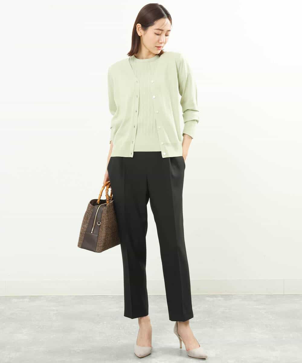 FOFFS02160 MK MICHEL KLEIN(MK ミッシェルクラン) ショート丈カラーニットアンサンブル/洗える イエロー