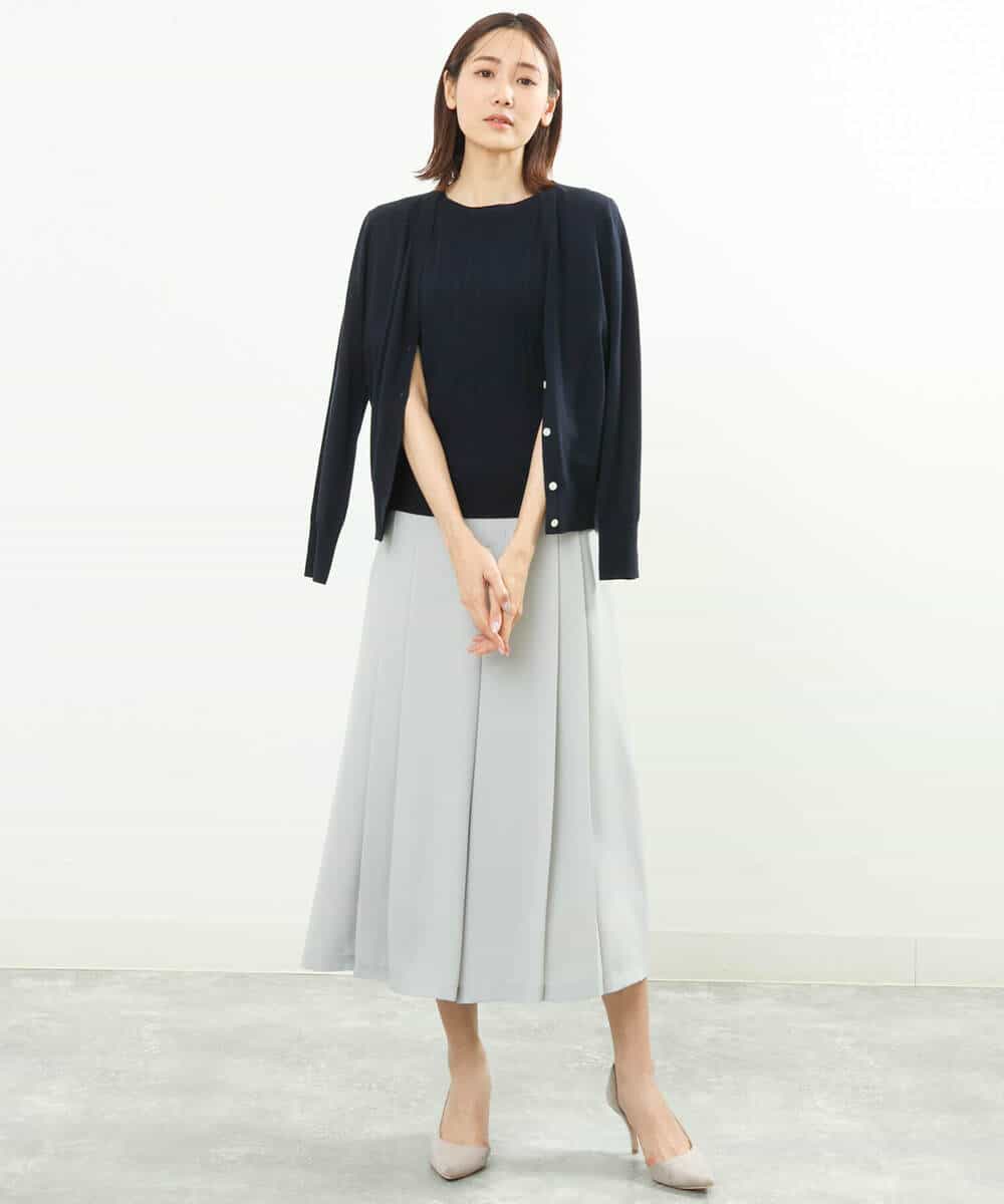 FOFFS02160 MK MICHEL KLEIN(MK ミッシェルクラン) ショート丈カラーニットアンサンブル/洗える イエロー