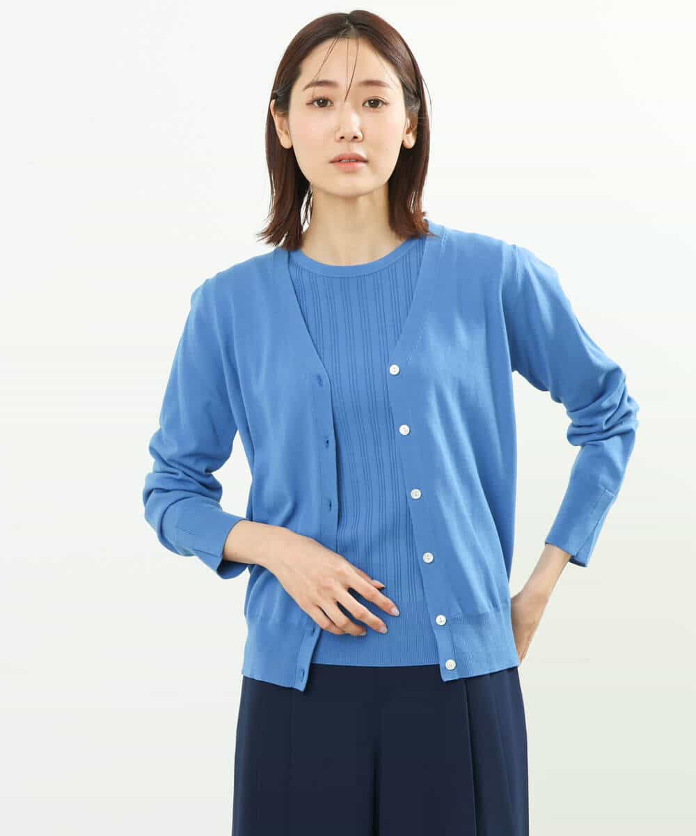 FOFFS02160 MK MICHEL KLEIN(MK ミッシェルクラン) ショート丈カラーニットアンサンブル/洗える イエロー