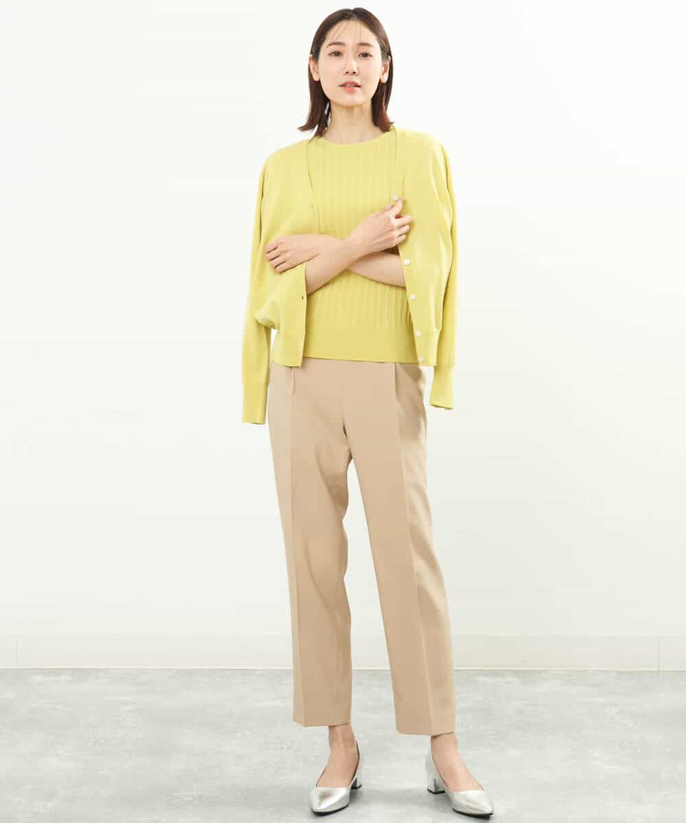 FOFFS02160 MK MICHEL KLEIN(MK ミッシェルクラン) ショート丈カラーニットアンサンブル/洗える イエロー