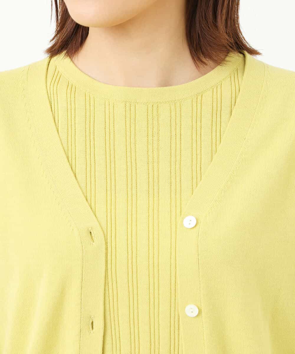 FOFFS02160 MK MICHEL KLEIN(MK ミッシェルクラン) ショート丈カラーニットアンサンブル/洗える イエロー