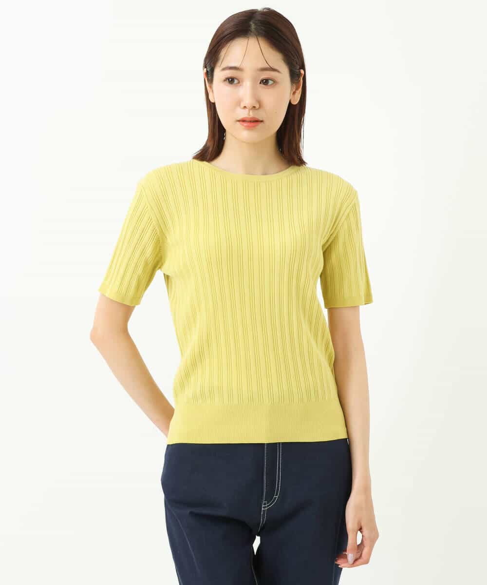 FOFFS02160 MK MICHEL KLEIN(MK ミッシェルクラン) ショート丈カラーニットアンサンブル/洗える イエロー