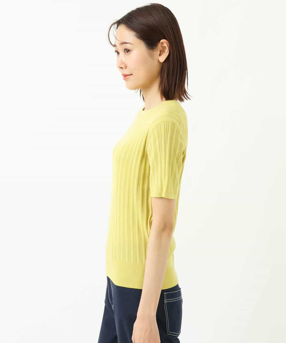 FOFFS02160 MK MICHEL KLEIN(MK ミッシェルクラン) ショート丈カラーニットアンサンブル/洗える イエロー