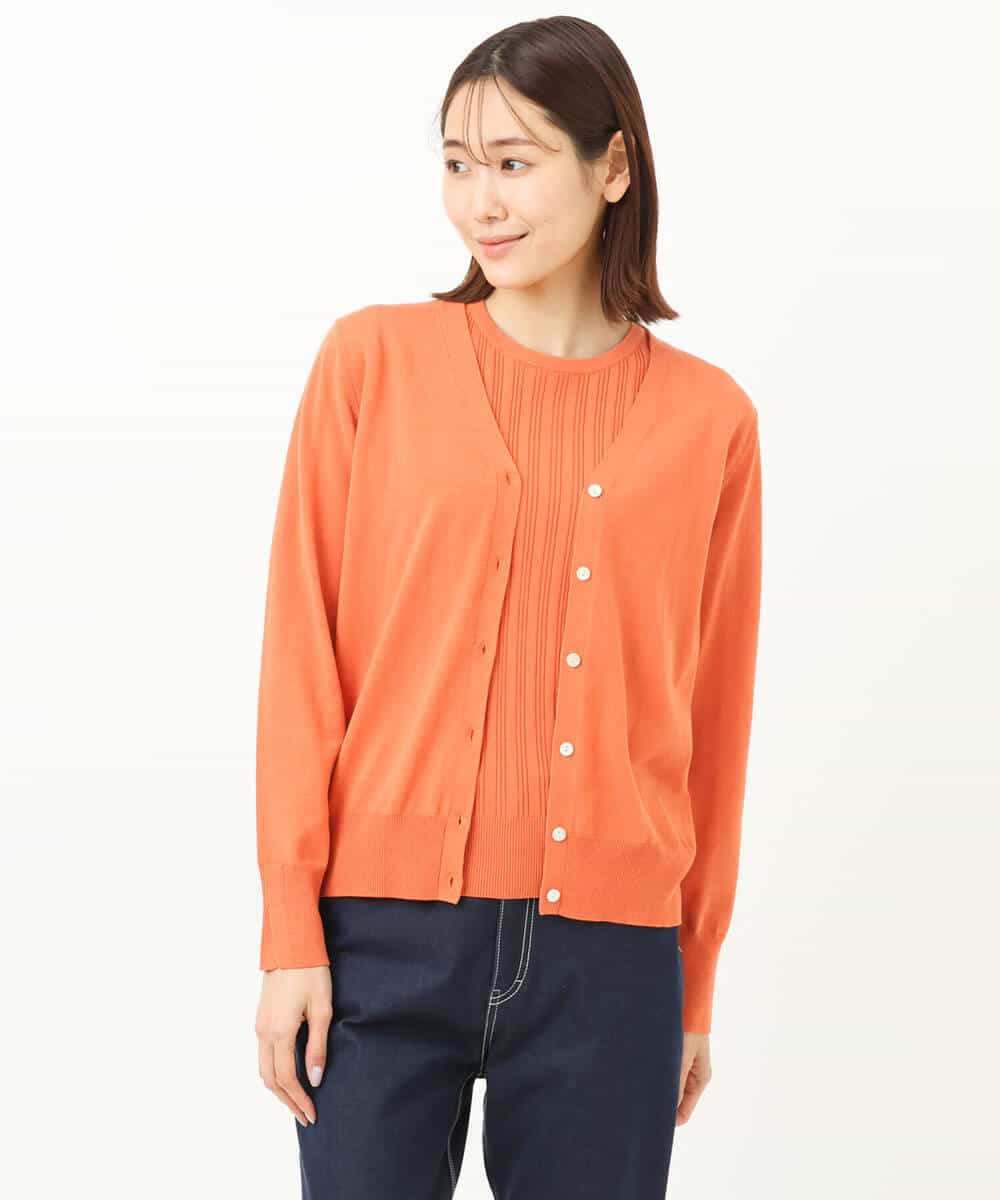 FOFFS02160 MK MICHEL KLEIN(MK ミッシェルクラン) ショート丈カラーニットアンサンブル/洗える イエロー