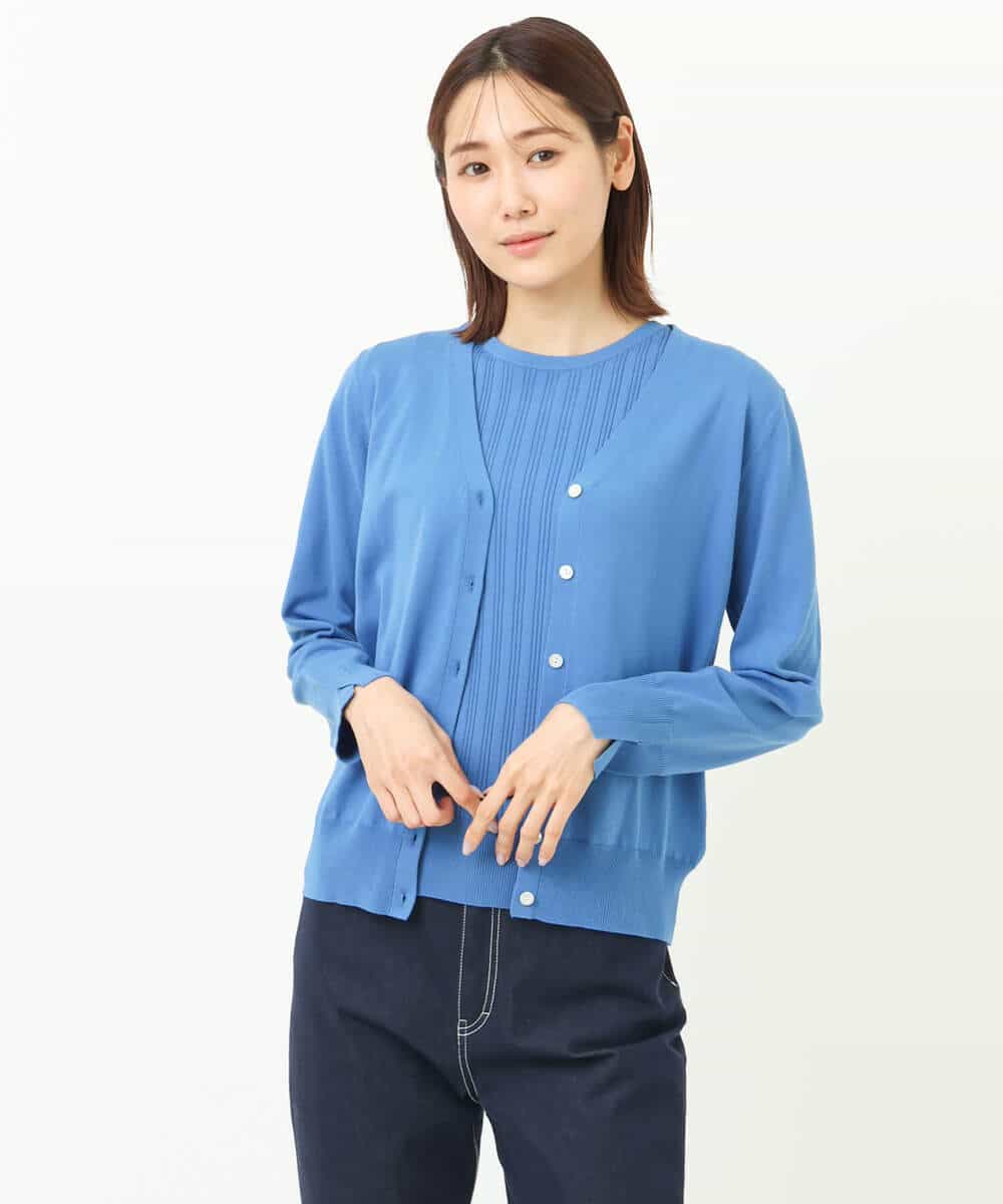 FOFFS02160 MK MICHEL KLEIN(MK ミッシェルクラン) ショート丈カラーニットアンサンブル/洗える イエロー