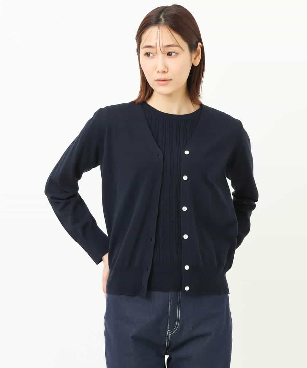 FOFFS02160 MK MICHEL KLEIN(MK ミッシェルクラン) ショート丈カラーニットアンサンブル/洗える イエロー