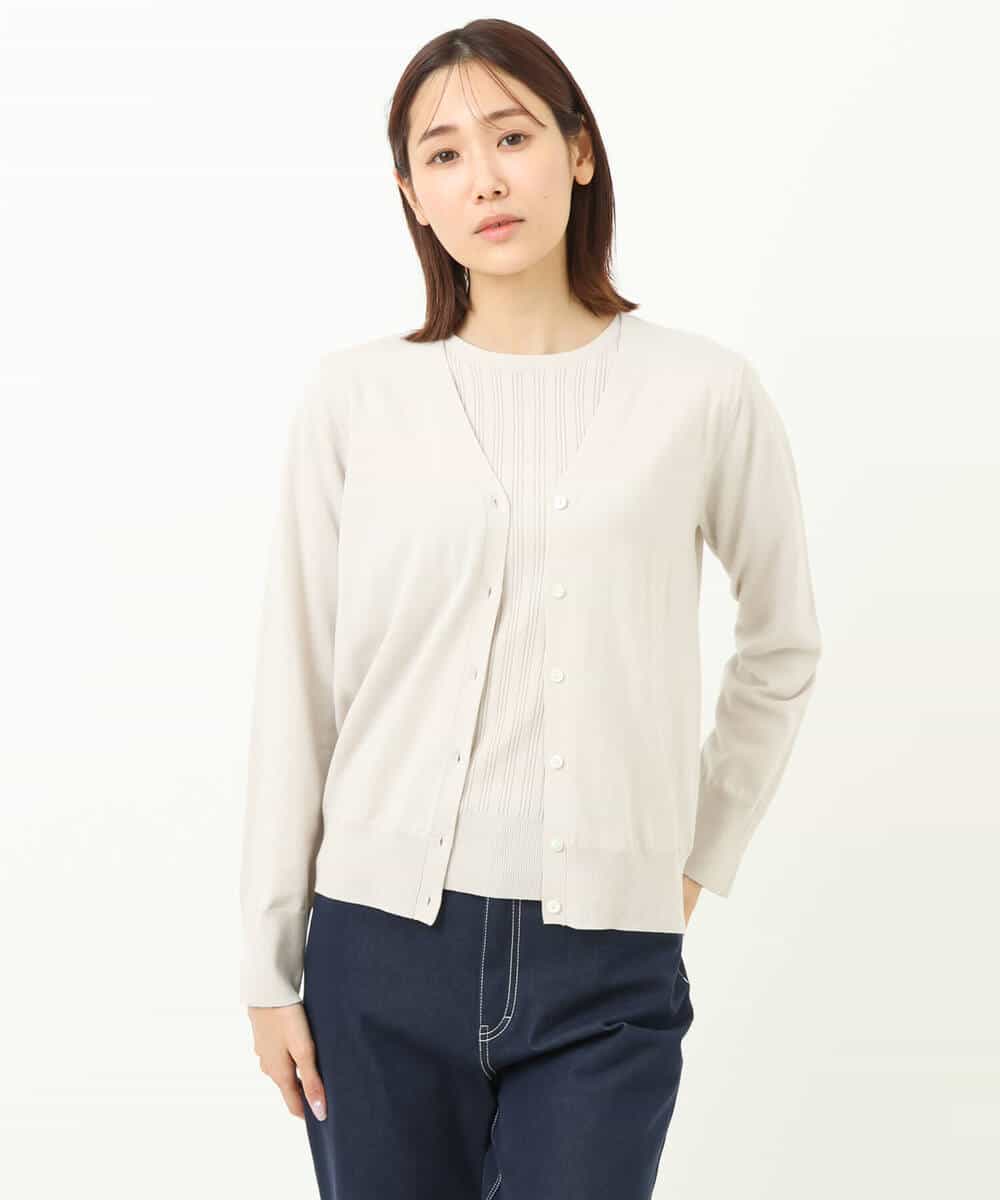 FOFFS02160 MK MICHEL KLEIN(MK ミッシェルクラン) ショート丈カラーニットアンサンブル/洗える イエロー