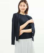 FOFFS02160 MK MICHEL KLEIN(MK ミッシェルクラン) ショート丈カラーニットアンサンブル/洗える ネイビー