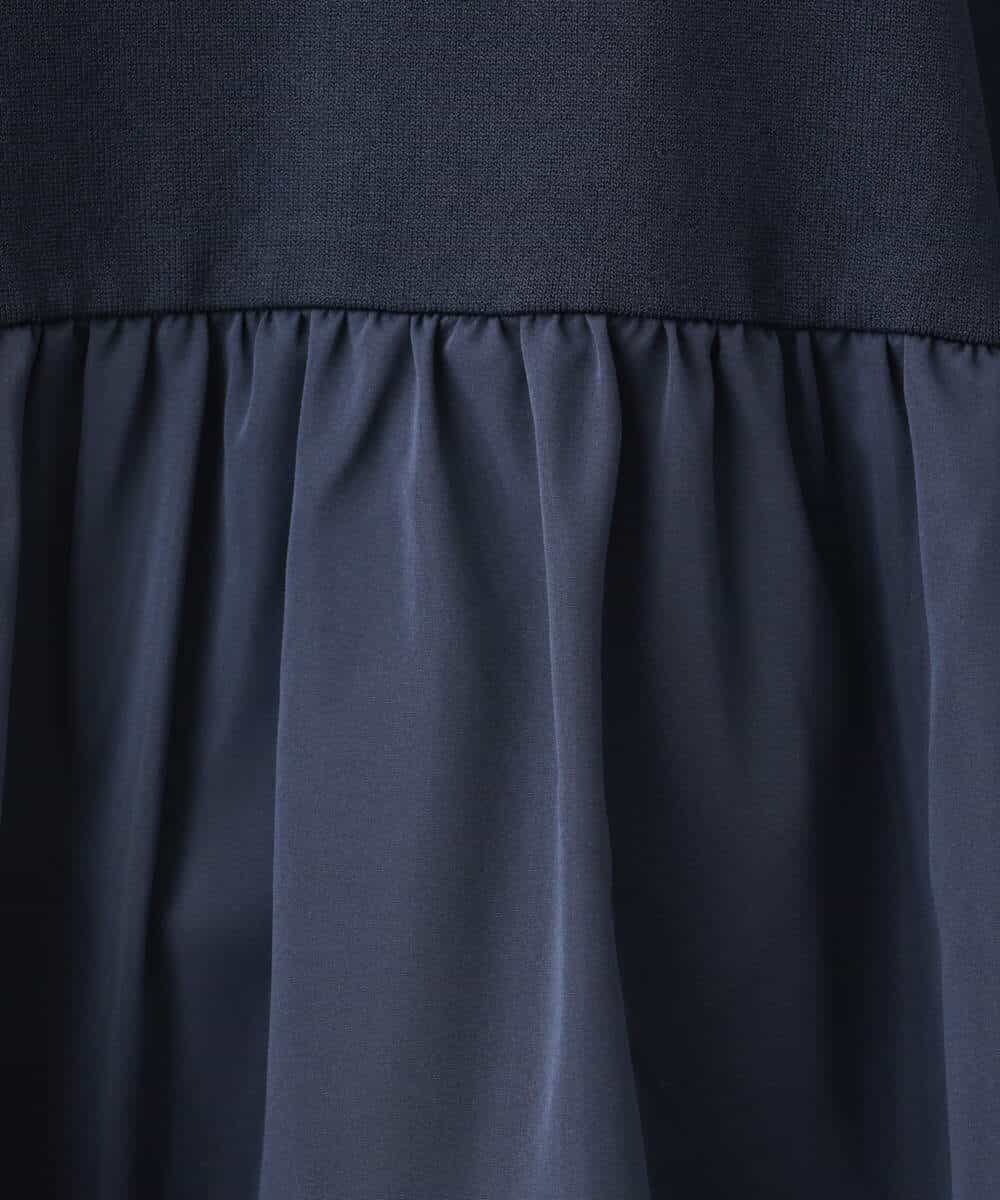 FOFFV31150 MK MICHEL KLEIN(MK ミッシェルクラン) ニットタフタペプラム切替えプルオーバー/洗える ライトブルー