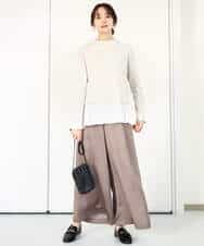 FOFGA31180 MK MICHEL KLEIN(MK ミッシェルクラン) クロップド丈ラメニット×フレアーデシンタンクトップ アンサンブル/洗える ライトベージュ
