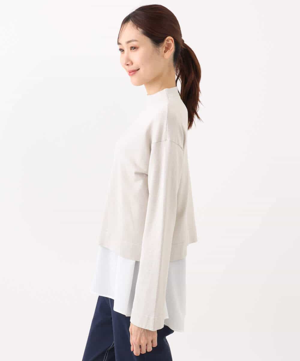 FOFGA31180 MK MICHEL KLEIN(MK ミッシェルクラン) クロップド丈ラメニット×フレアーデシンタンクトップ アンサンブル/洗える ライトベージュ