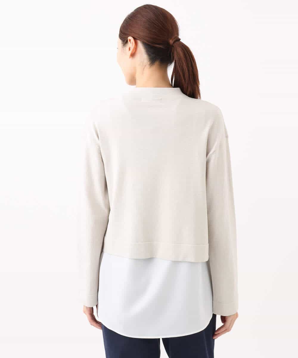 FOFGA31180 MK MICHEL KLEIN(MK ミッシェルクラン) クロップド丈ラメニット×フレアーデシンタンクトップ アンサンブル/洗える ライトベージュ