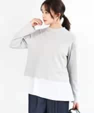 FOFGA31180 MK MICHEL KLEIN(MK ミッシェルクラン) クロップド丈ラメニット×フレアーデシンタンクトップ アンサンブル/洗える ライトグレー