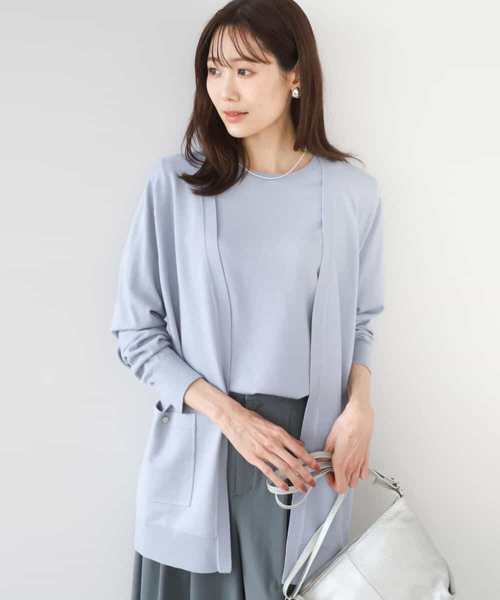 FOFGD30170 MK MICHEL KLEIN(MK ミッシェルクラン) カラーニットアンサンブル/洗える ライトブルー