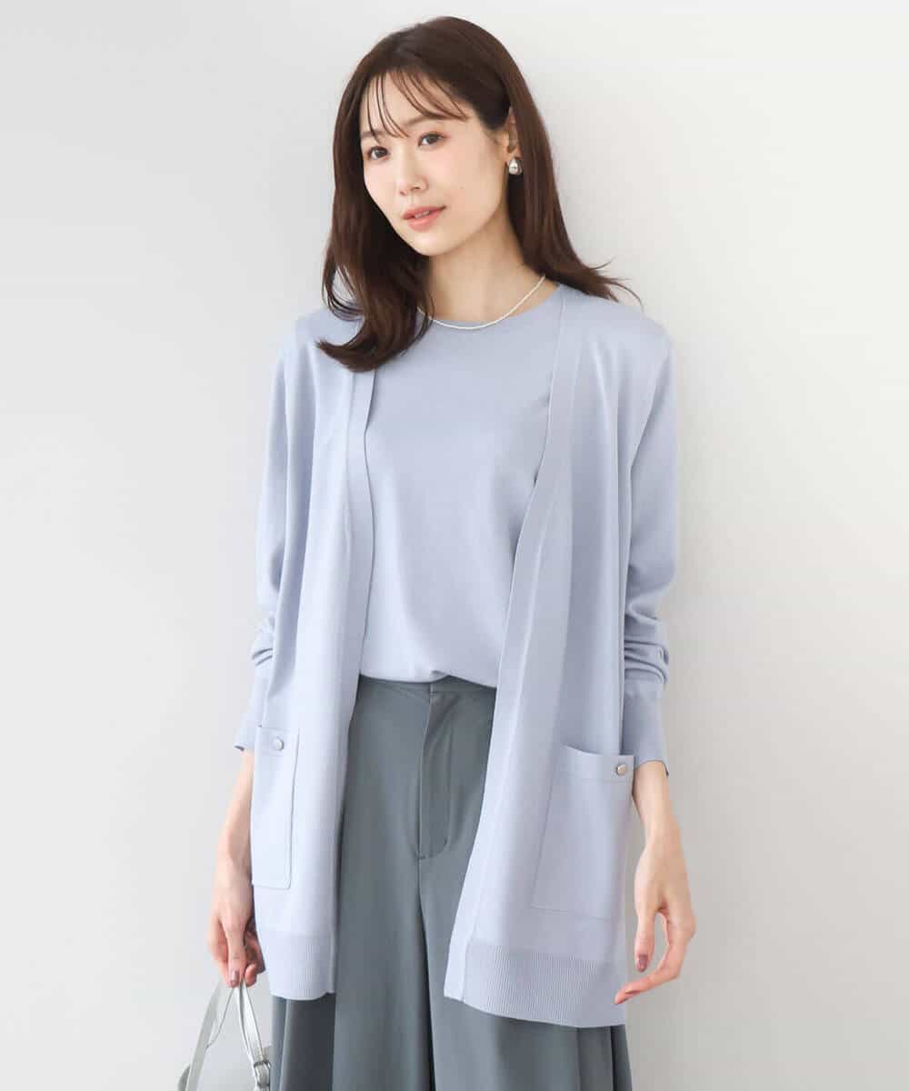 FOFGD30170 MK MICHEL KLEIN(MK ミッシェルクラン) カラーニットアンサンブル/洗える ライトブルー