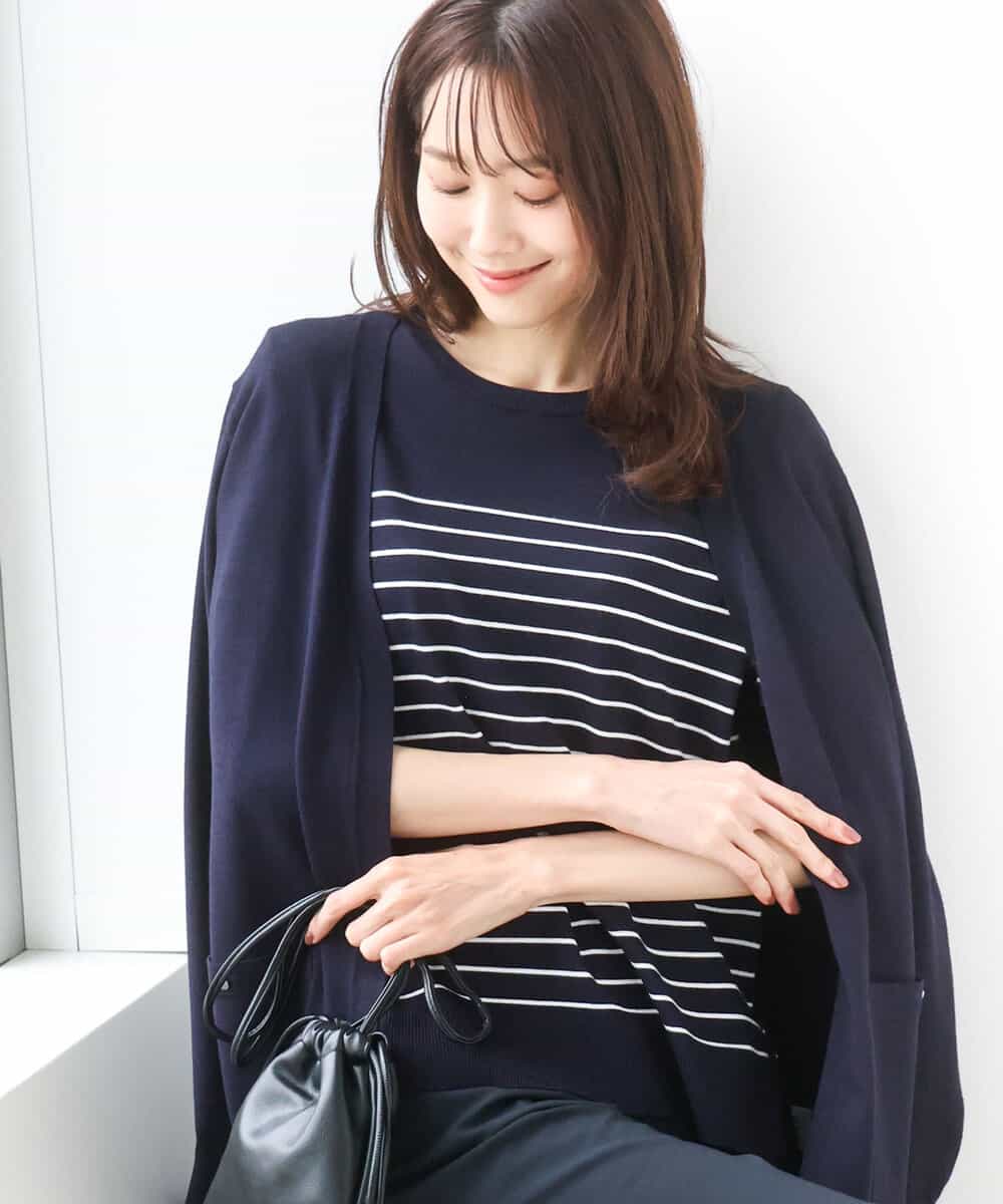 FOFGD30170 MK MICHEL KLEIN(MK ミッシェルクラン) カラーニットアンサンブル/洗える ネイビー