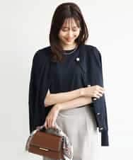 FOFJD20170 MK MICHEL KLEIN(MK ミッシェルクラン) [洗える]カラーニットアンサンブル ネイビー