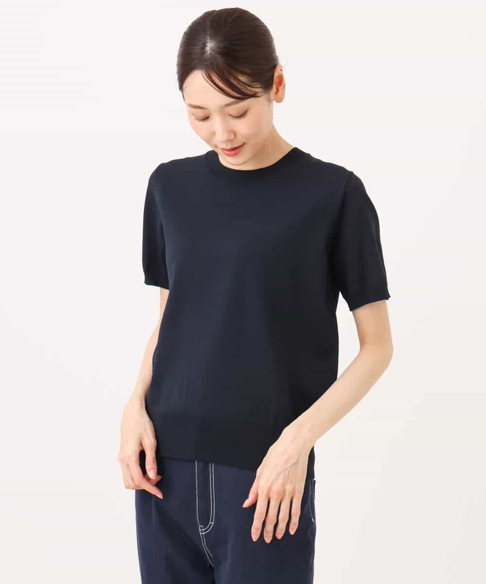 FOFJD20170 MK MICHEL KLEIN(MK ミッシェルクラン) [洗える]カラーニットアンサンブル ネイビー