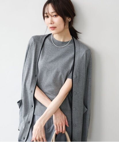 FOFJD30180 MK MICHEL KLEIN [洗える]配色カラーニットアンサンブル