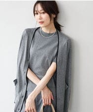 FOFJD30180 MK MICHEL KLEIN(MK ミッシェルクラン) [洗える]配色カラーニットアンサンブル グレー