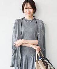FOFJD30180 MK MICHEL KLEIN(MK ミッシェルクラン) [洗える]配色カラーニットアンサンブル グレー