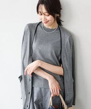 FOFJD30180 MK MICHEL KLEIN(MK ミッシェルクラン) [洗える]配色カラーニットアンサンブル グレー