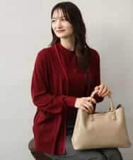 FOFJD30180 MK MICHEL KLEIN(MK ミッシェルクラン) [洗える]配色カラーニットアンサンブル レッド
