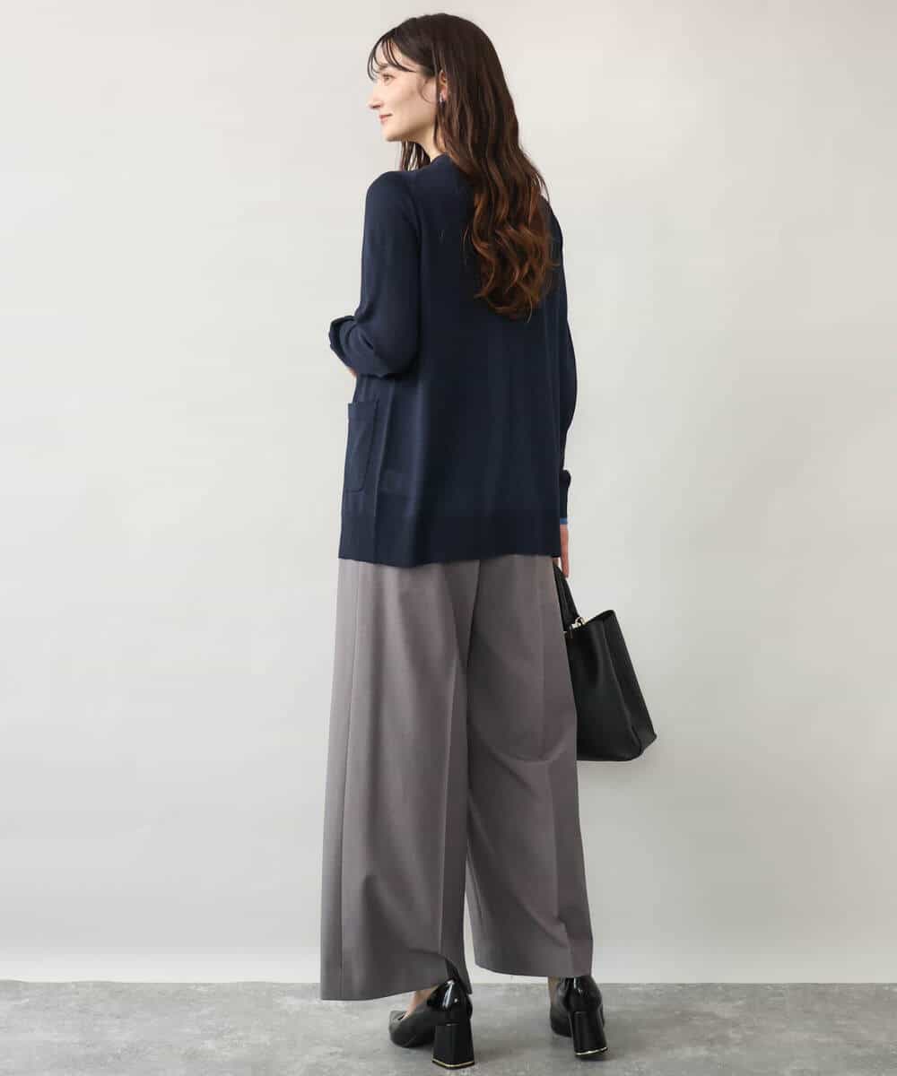 FOFJD30180 MK MICHEL KLEIN(MK ミッシェルクラン) [洗える]配色カラーニットアンサンブル グレー