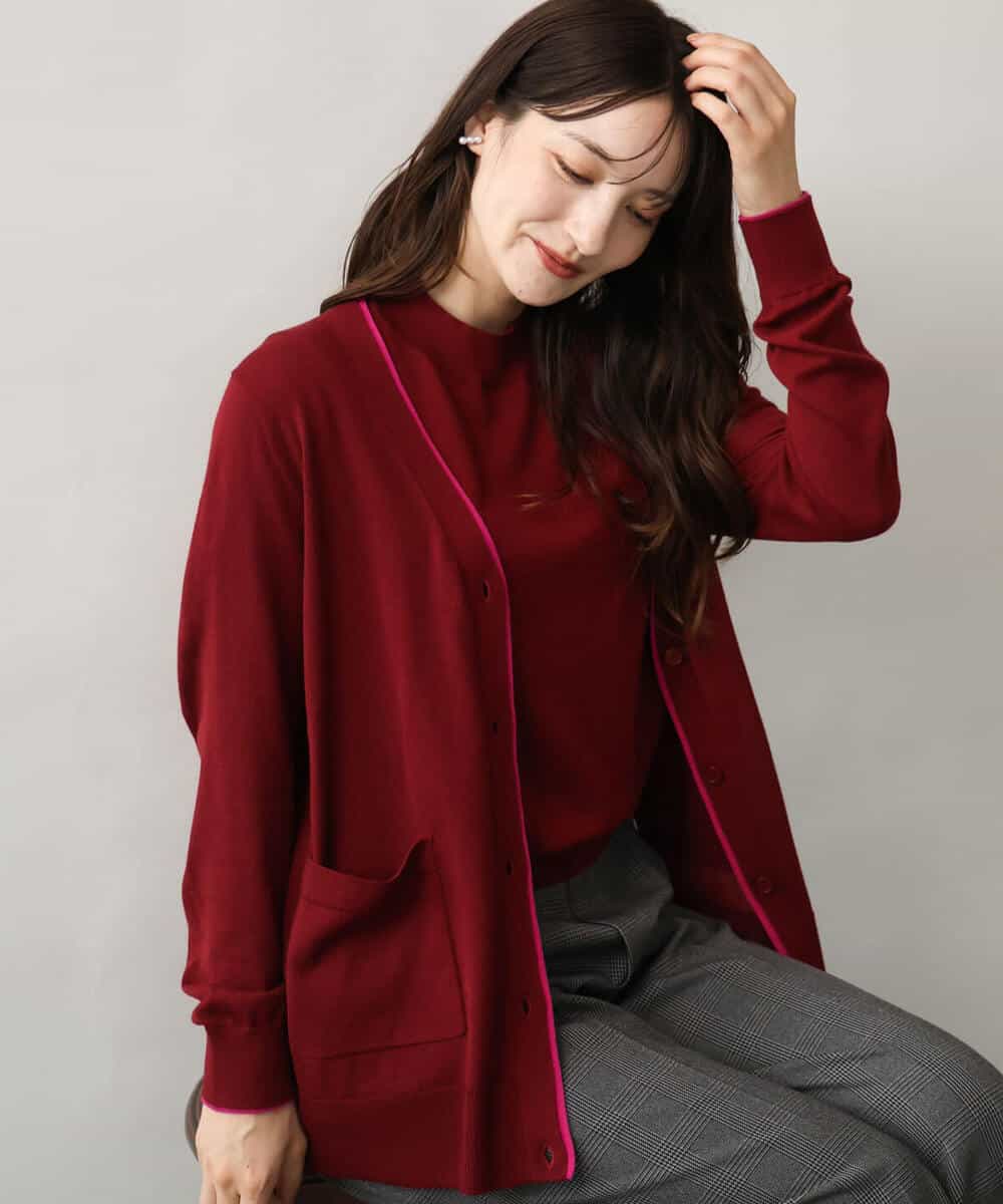 FOFJD30180 MK MICHEL KLEIN(MK ミッシェルクラン) [洗える]配色カラーニットアンサンブル グレー