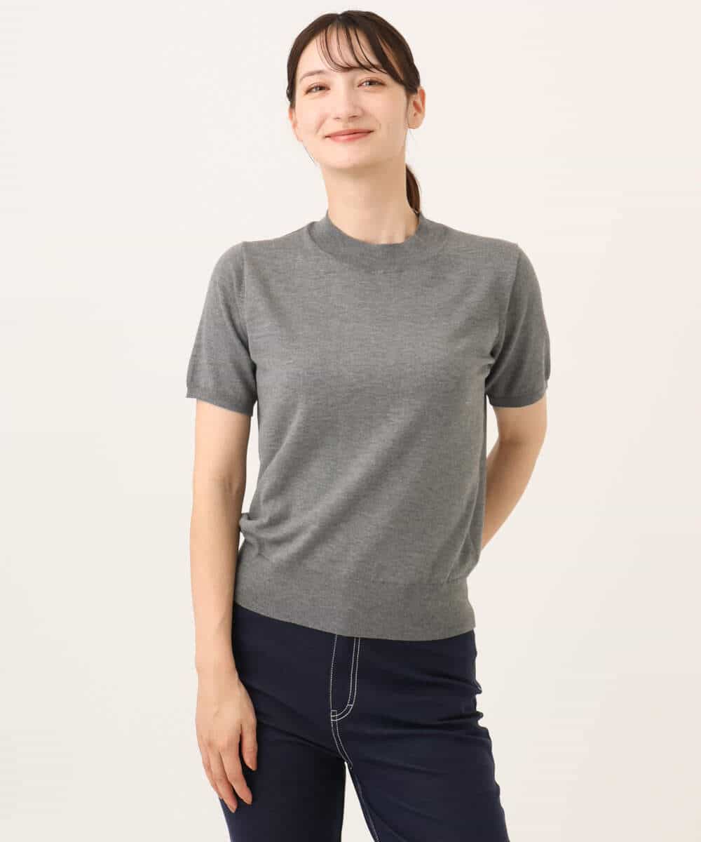 FOFJD30180 MK MICHEL KLEIN(MK ミッシェルクラン) [洗える]配色カラーニットアンサンブル グレー