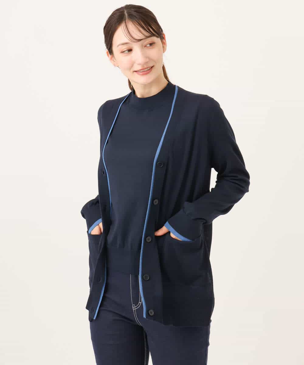 FOFJD30180 MK MICHEL KLEIN(MK ミッシェルクラン) [洗える]配色カラーニットアンサンブル グレー