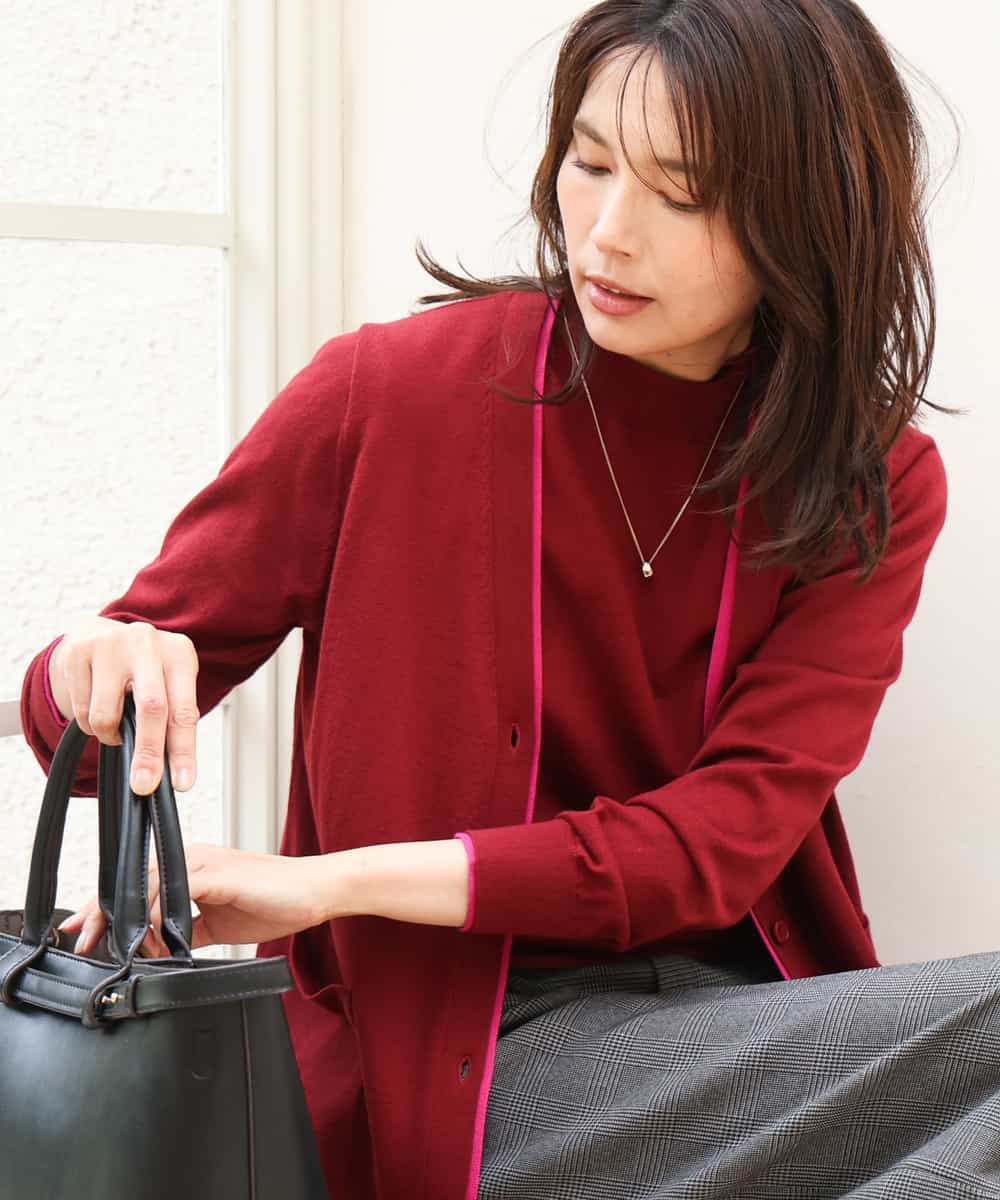 FOFJD30180 MK MICHEL KLEIN(MK ミッシェルクラン) [洗える]配色カラーニットアンサンブル グレー