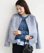FOJAG32190 MK MICHEL KLEIN(MK ミッシェルクラン) [洗える]フェイクスウェードショートブルゾン ライトブルー